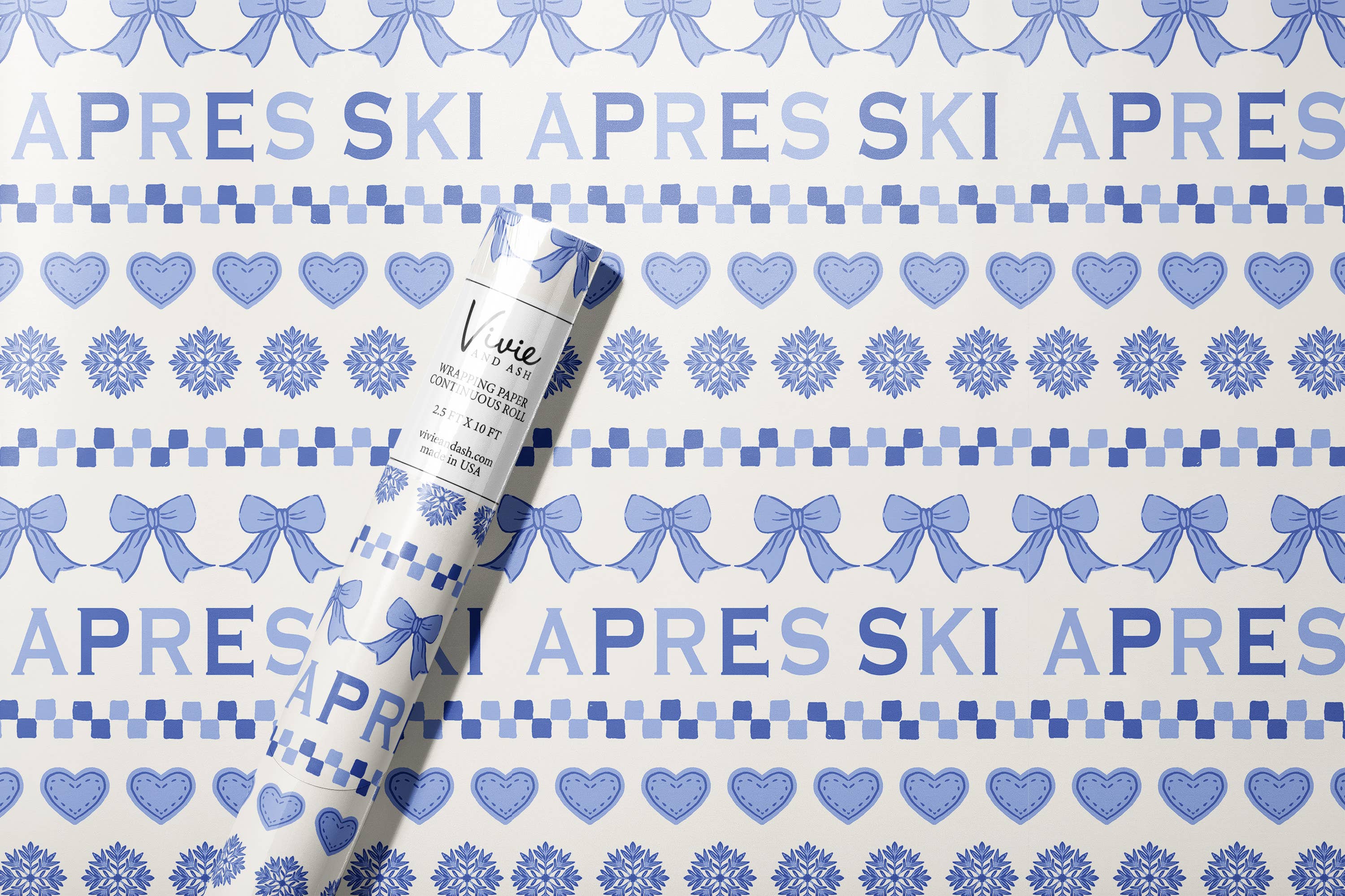 Vivie and Ash - Wholesale Wrapping Paper Roll - Apres Ski Blue Fair Isle Wrapping Paper Roll0