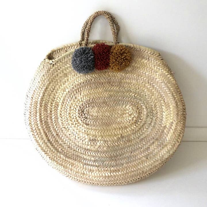 Borsa in paglia, borsa tonda in paglia, cestino naturale francese per la vendita all'ingrosso da parte di craftberber