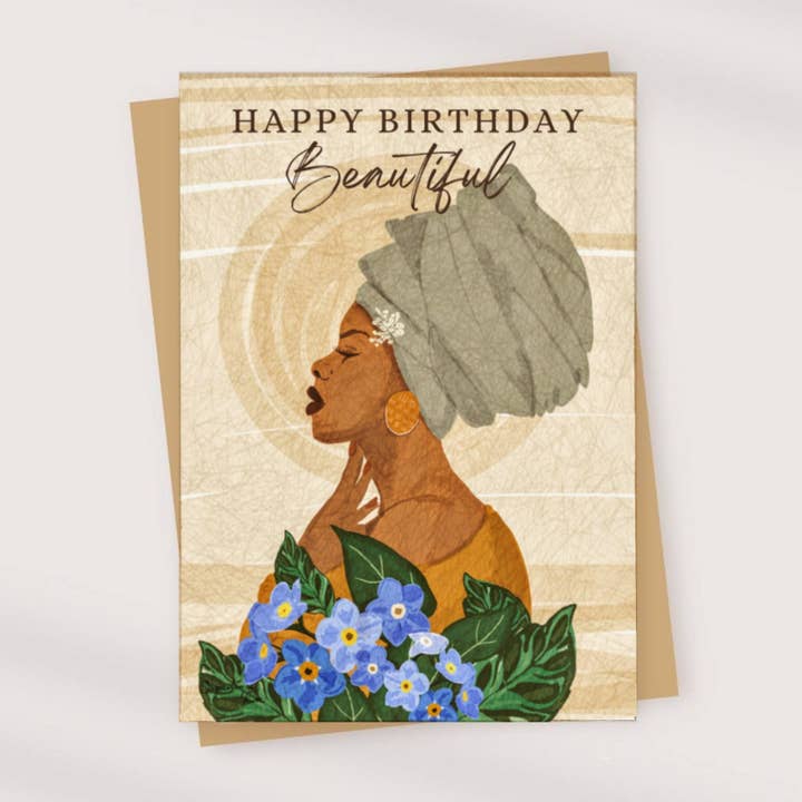The Efia Black Greeting Card | African Birthday Card for wholesale by Organique Rita | Art Prints & Stationary