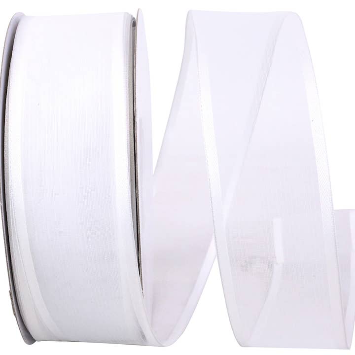 Charlize Sheer Satin Wired Edge, White, 1-1/2 In, 50 Yards for wholesale by RELIANT RIBBON
