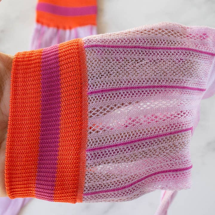 Tiepology - Wholesale Socks - Women's - Ankle Mesh Striped Casual Socks