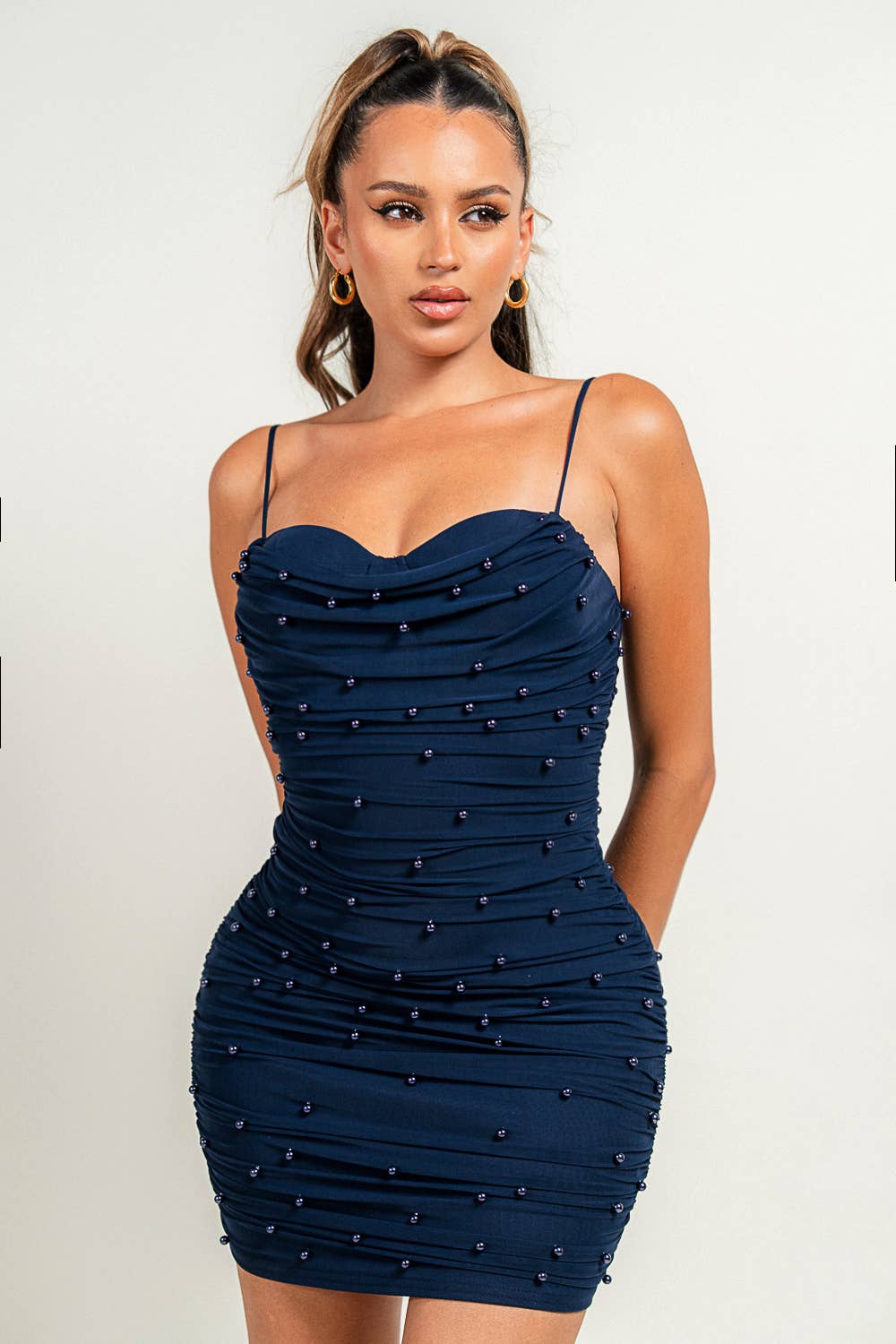 PRIVY – Engroshandel Kjole - Dame – PD73460N_PERLEMESH RYNKET ÆRMEÆRMELESS BODYCON MINI KJOLE31