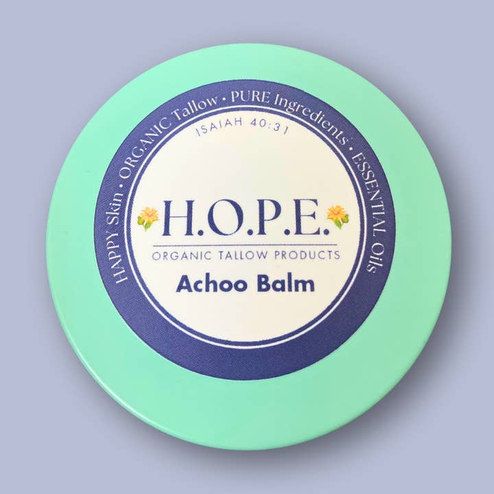 Achoo Balm | Organic Tallow for wholesale by HOPE Organic Tallow Products