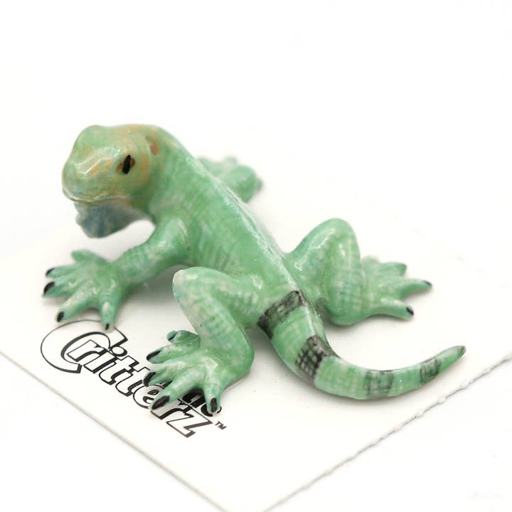 Little Critterz - Wholesale Decorative Figurine - Shred Green Iguana Porcelain Miniature