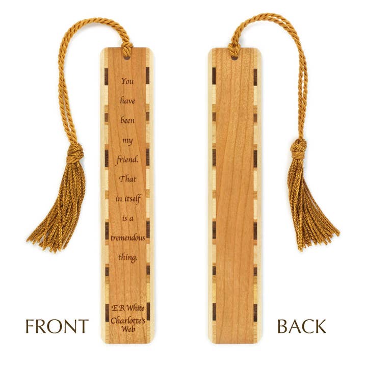 Mitercraft – wholesale Bokmärke – Charlottes webbcitat Graverat träbokmärke2