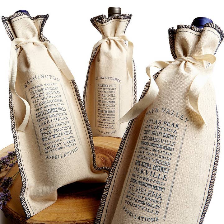 Mercantile 12 - Wholesale Wine Gift Bag - Custom YOUR BRAND OR LOGO 10 Oz. Cotton Overstitch Wine Bag0