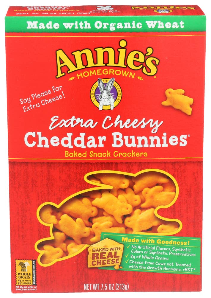 KeHE Distributors, LLC - Wholesale Crackers - Annie's Homegrown Cracker Cheddar Xtra Cheesy Organic 7.5 oz0