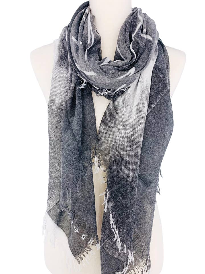 JC021002 Stonewash Style Prints-Leaf Scarf for wholesale by JC Sunny Fashion