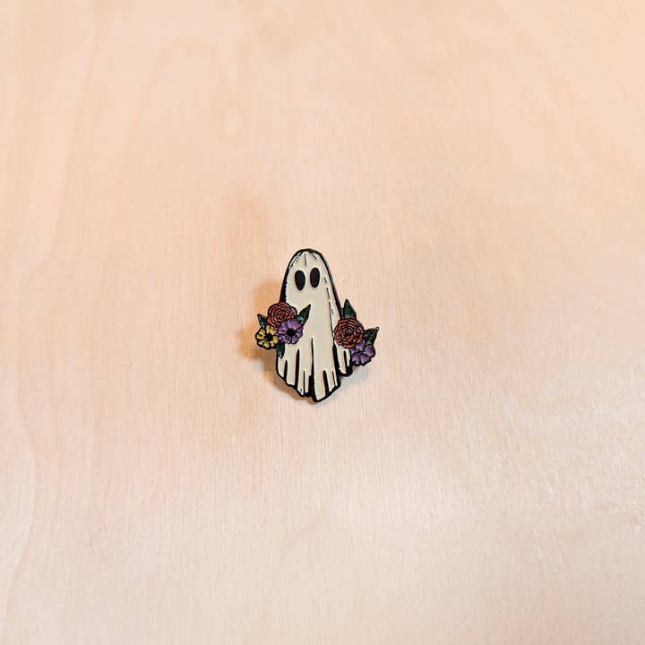 Kallos Ink - Wholesale Lapel Pin/Button - Floral Ghost Enamel Pin1