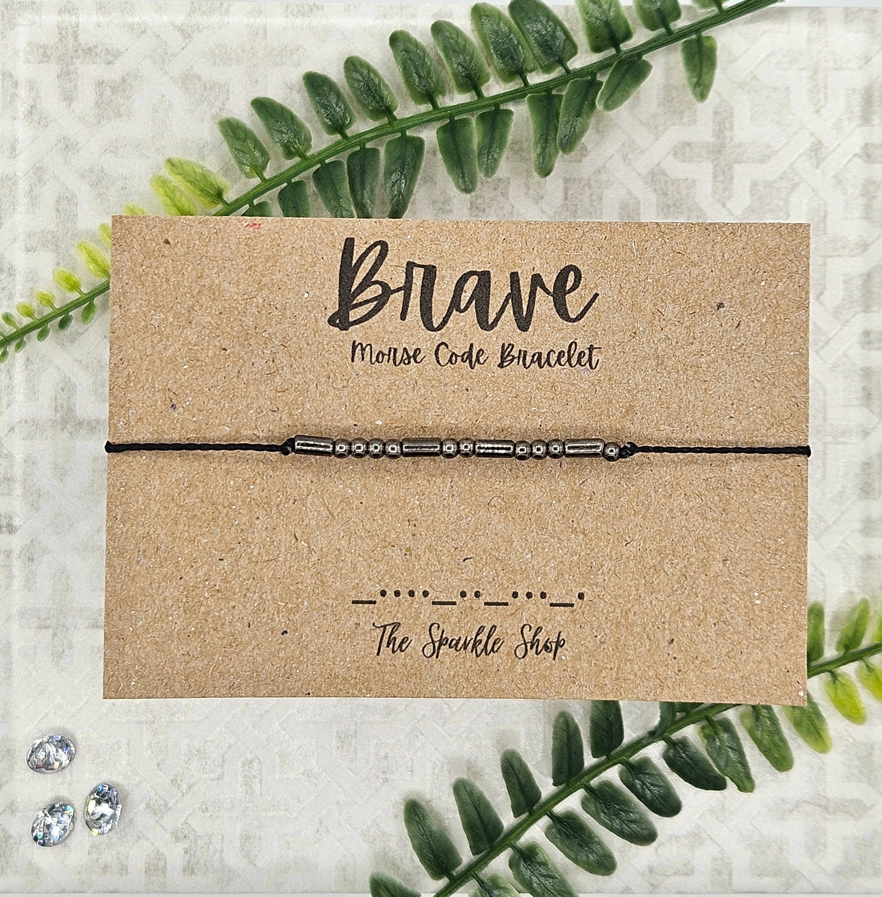 The Sparkle Shop - Wholesale Beaded Bracelet - Handmade Morse Code Bracelet - Brave1