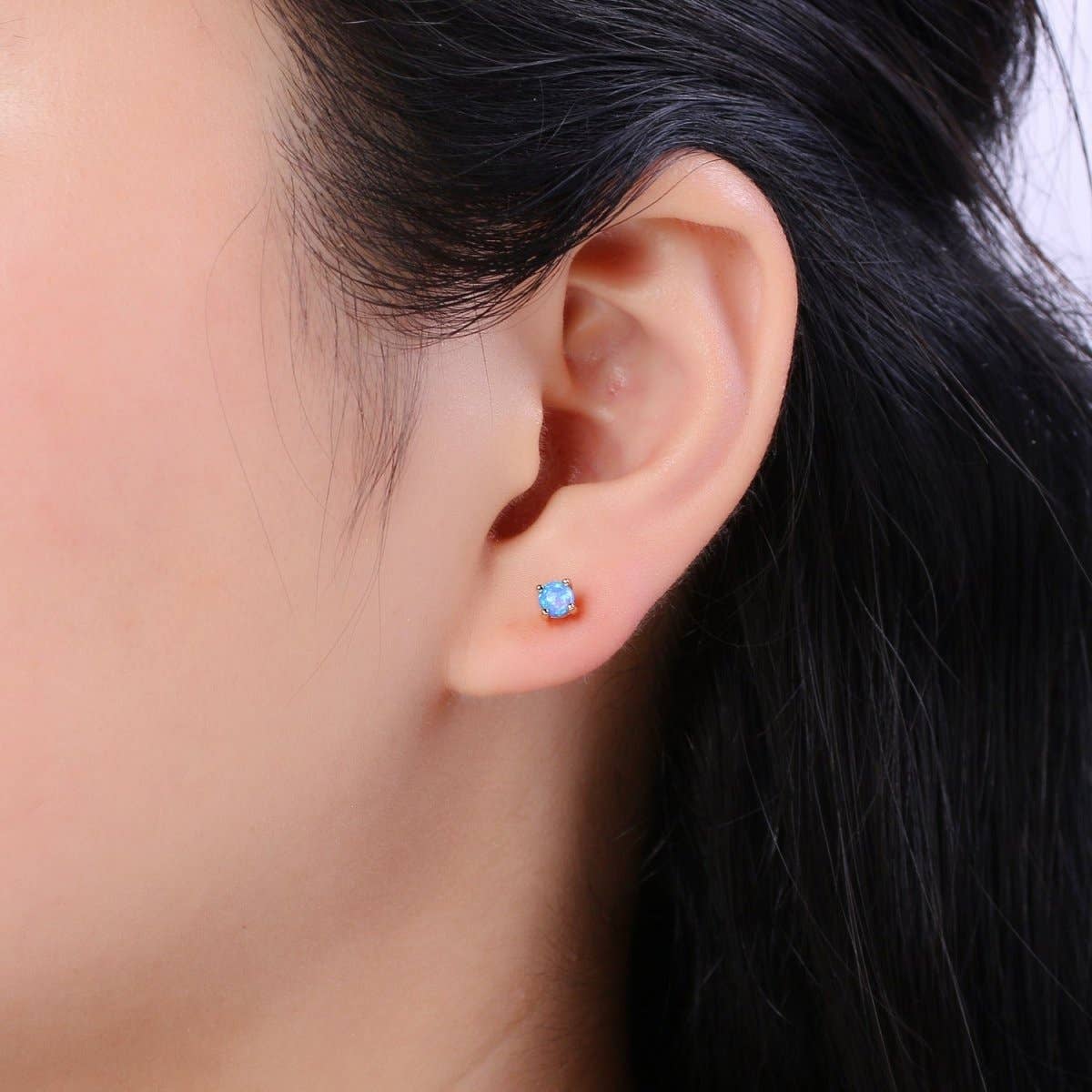 Aim Eternal - Vente Clous d'oreille - Boucles d'oreilles clous minimalistes en opale, en or rempli 18k, opale rose bleue blanche, bijoux cercle point minuscule, boucles d'oreilles délicates pour cadeau P-073~P-0756