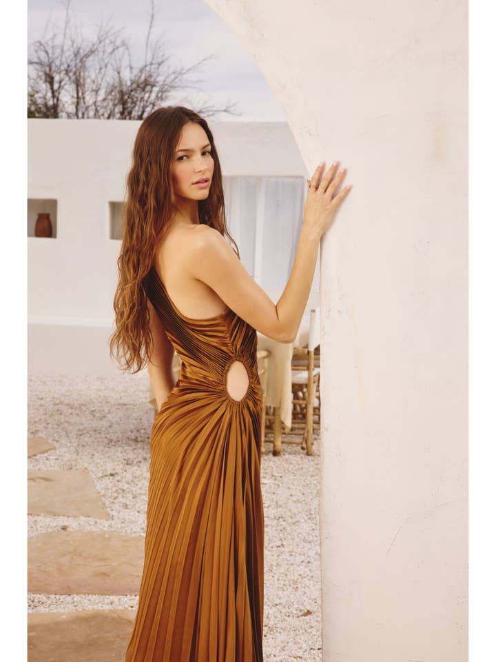 Dress Forum - Wholesale Dress - Women's - Olympia Asymmetrical Pleated Maxi Dress (1)3