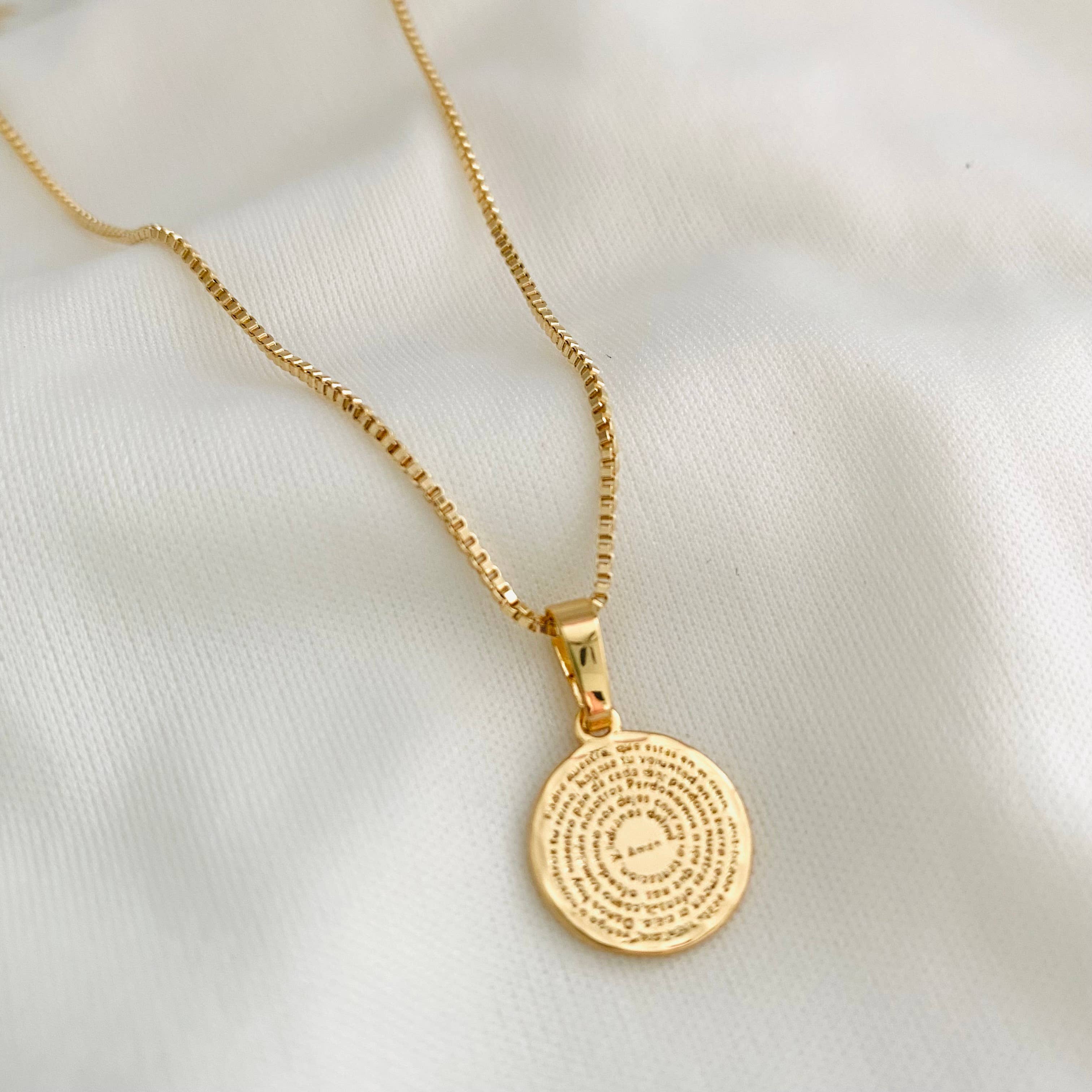 Housegoldjewelry – Großhandel Kette mit Anhänger/Charm – Spanische Gebetsmedaillon-Halskette, Vaterunser-Gebetsmedaille3