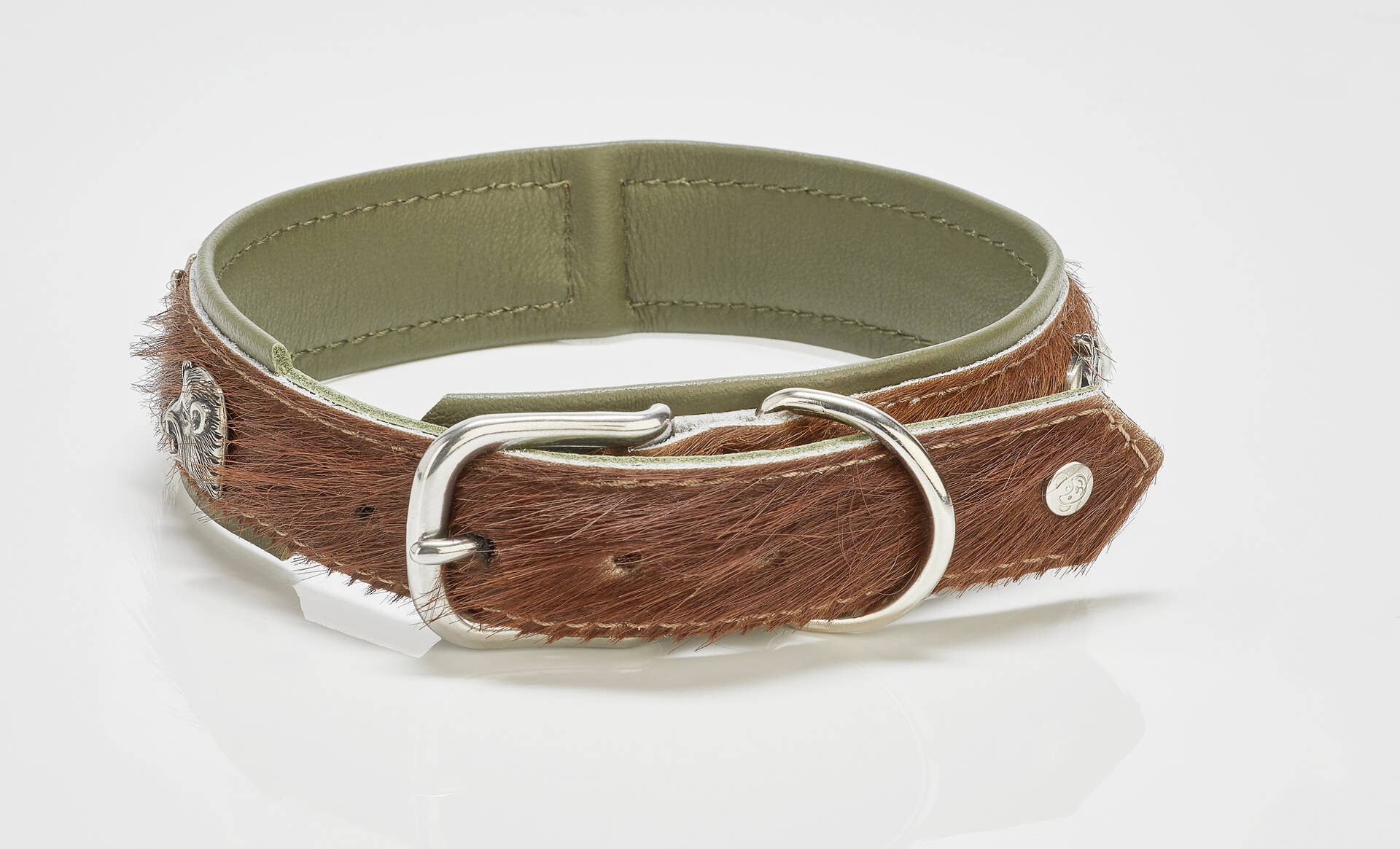 bruin-groen BAVARIA hondenhalsband van nappa en rundsleer voor groothandel op Faire2