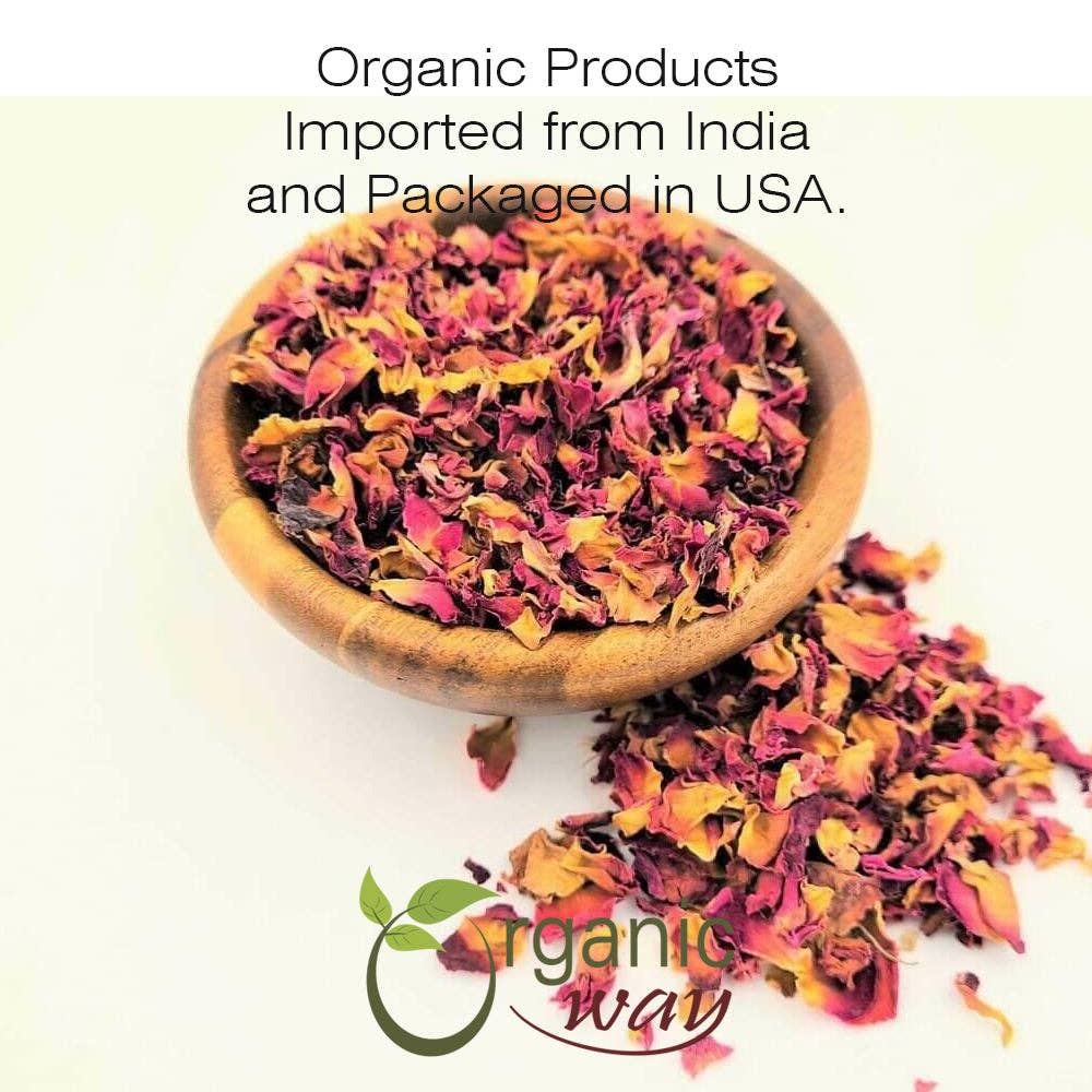 Organic Way LLC - Vente Thé en vrac - Pétales de rose séchés (Rosa Centifolia) - purs, comestibles et parfumés pour thé | Certifiés USDA & kasher | Végan, sans OGM ni gluten | 100 % bruts d'Inde1