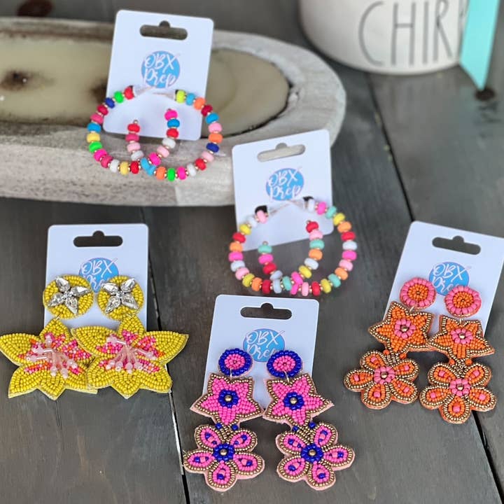 OBX Prep - Venta al por mayor Pendientes colgantes - Pendientes colgantes con cuentas de hibisco amarillo2