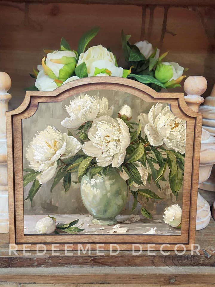 Provincial Muted Peony Framed Art for wholesale by Redeemed Decor