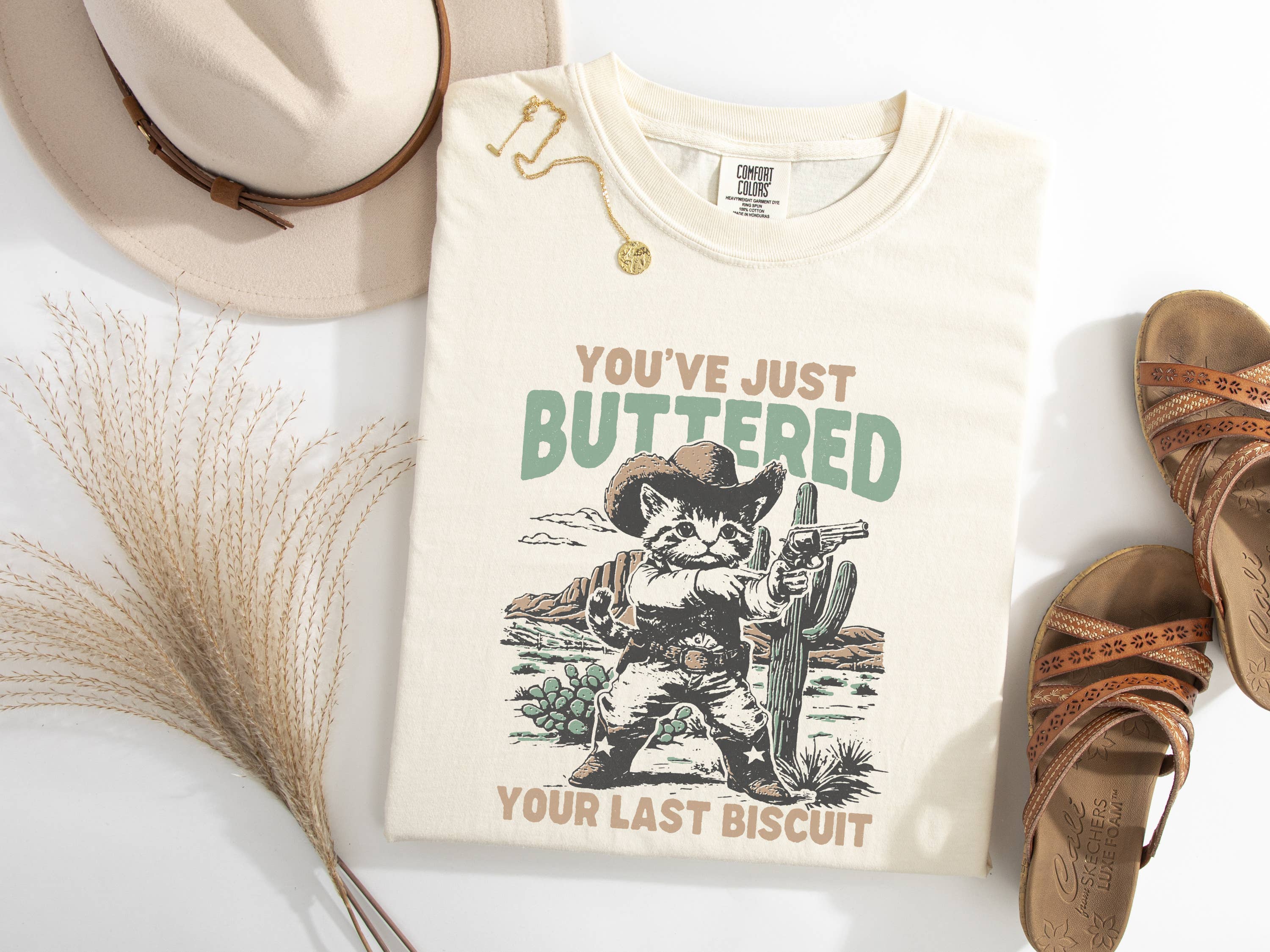 CMD Wholesale - Wholesale T-Shirt (Graphic) - Unisex - Buttered Your Last Biscuit Cat Graphic Tee