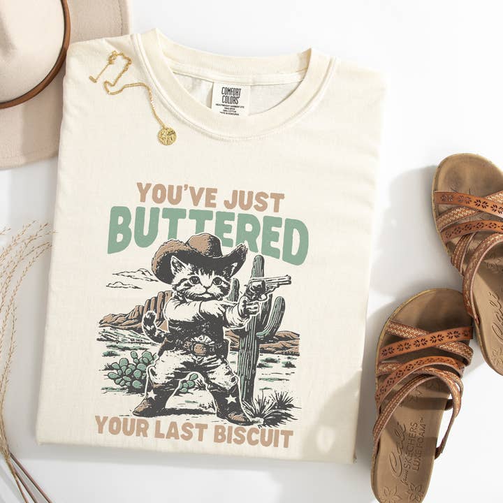 CMD Wholesale - Wholesale T-Shirt (Graphic) - Unisex - Buttered Your Last Biscuit Cat Graphic Tee0