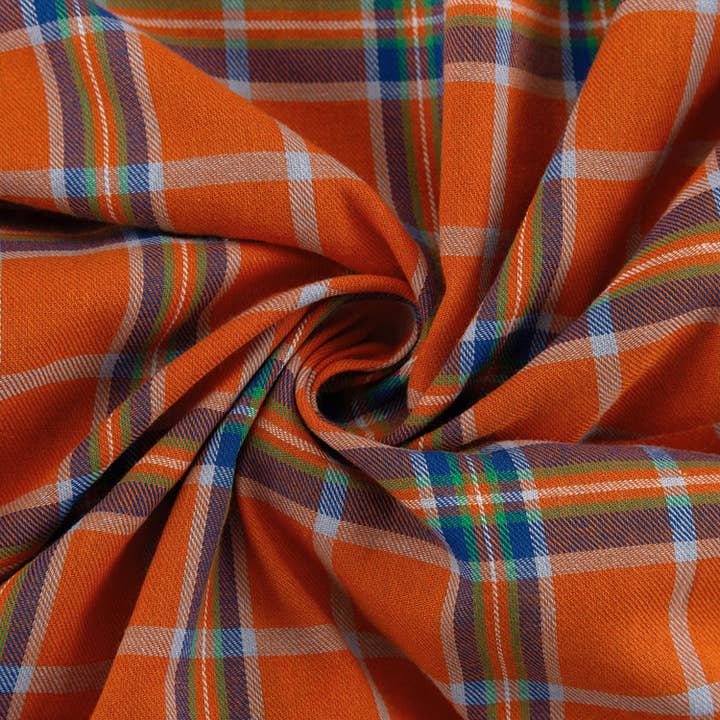 Orange plaid boyfriend Shirt Jacket overfit Shacket for wholesale on Faire10
