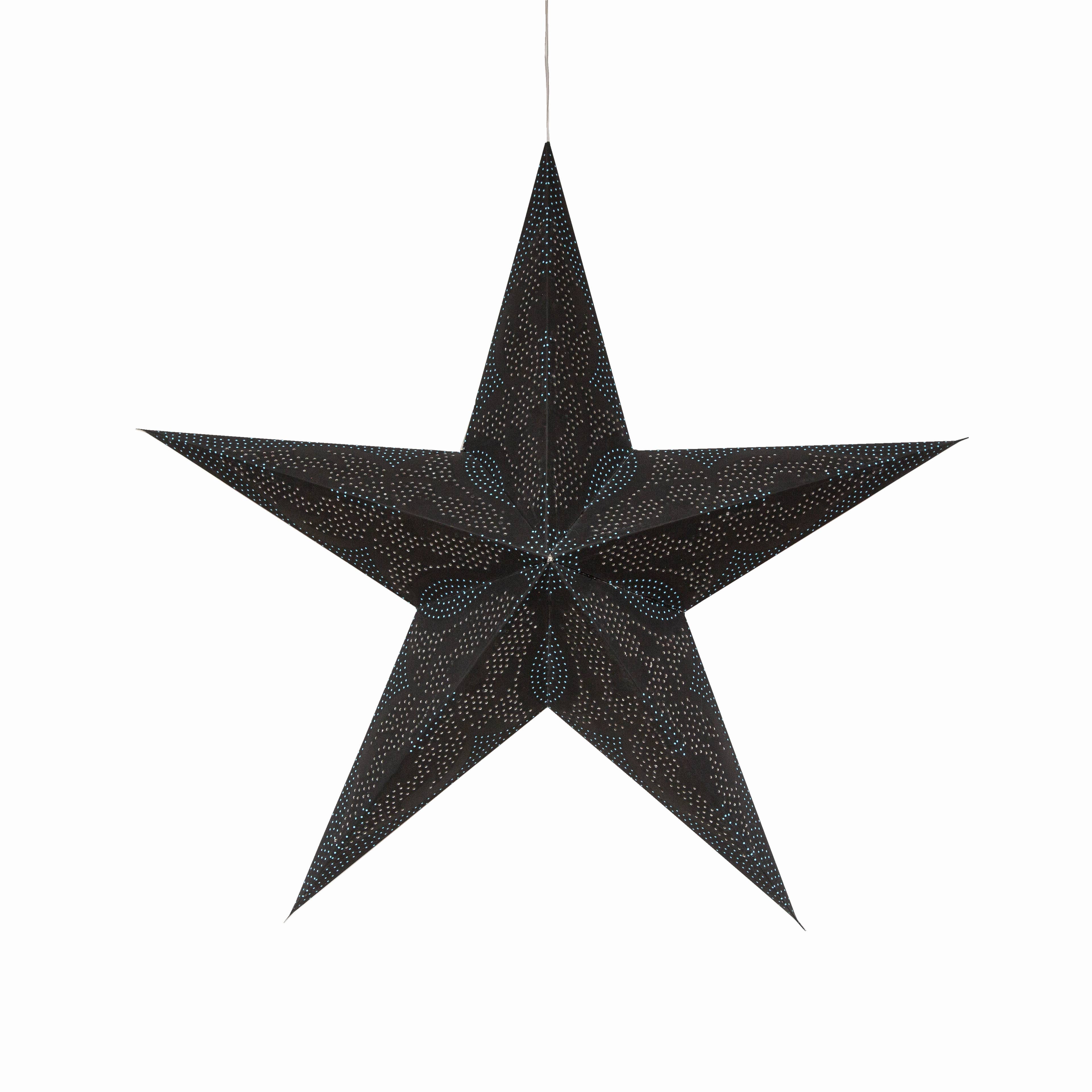 Artschatz LLC - Wholesale Paper Lantern/Lamp - Marrakesh ~5 P, 24", Black / Cyan Paper Star  Light7