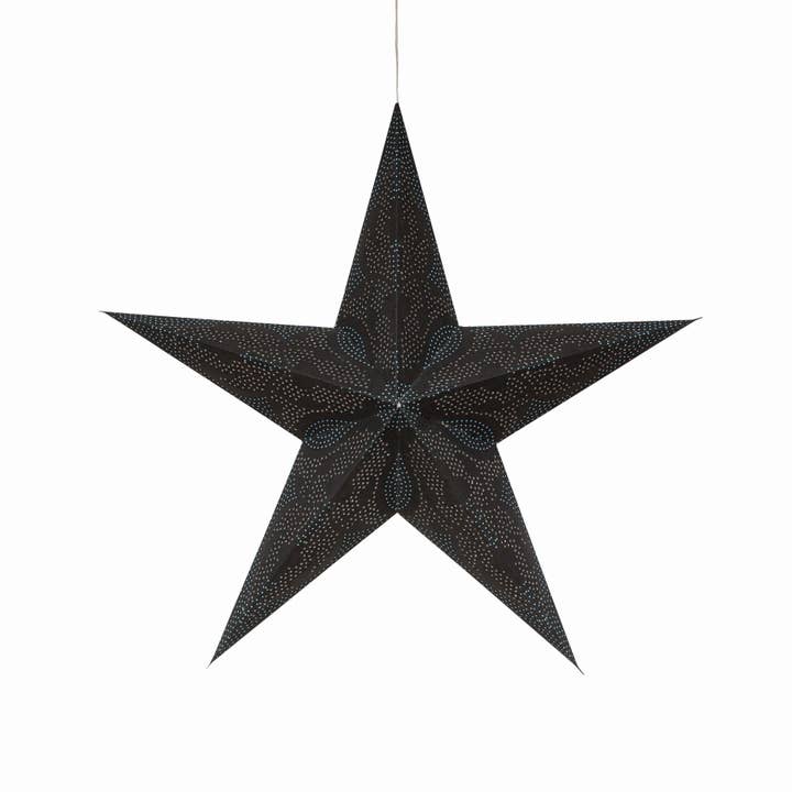Artschatz LLC - Wholesale Paper Lantern/Lamp - Marrakesh ~5 P, 24", Black / Cyan Paper Star Light7