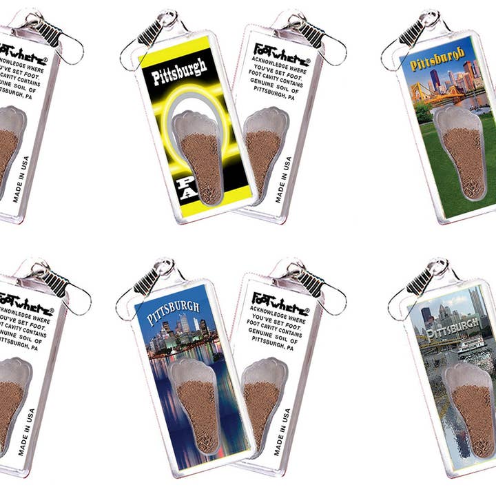 Pittsburgh FootWhere® Souvenir Zipper-Pull. 72 pieces/6 assorted styles. for wholesale by FootWhere- USA Group, Inc.