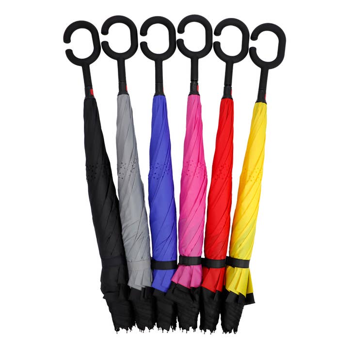 Cap Zone - Vendita all'ingrosso Ombrello - Unisex - Ombrello Nero a Doppio Strato Invertito e Rovesciato