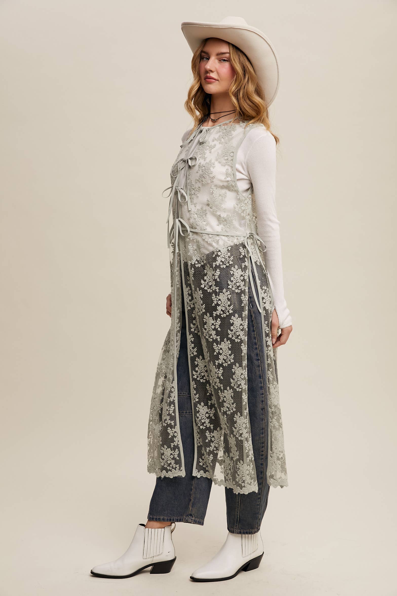 Listicle - Wholesale Outerwear Vest - Women's - Sheer Floral Embroidered Lace Vest47