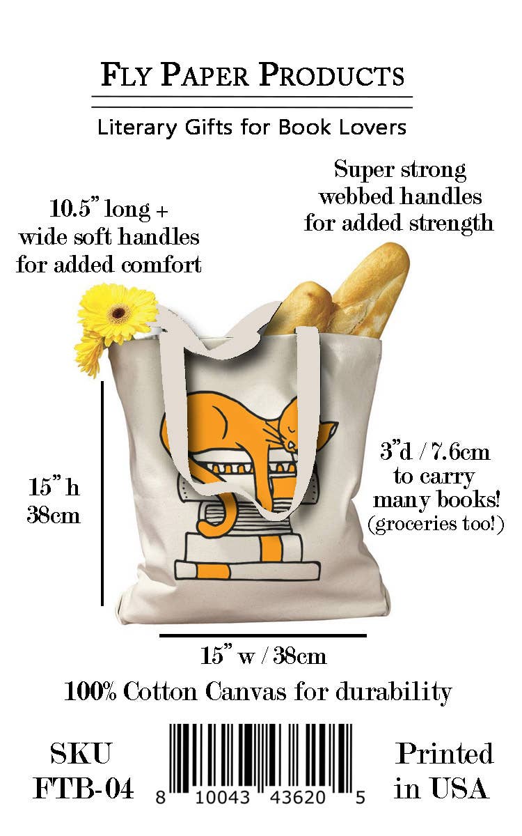 Fly Paper Products - Wholesale Tote Bag - Unisex - Organic Cotton Orange Cat Lover Tote / Book Bag2