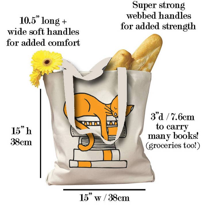 Fly Paper Products - Wholesale Tote Bag - Unisex - Organic Cotton Orange Cat Lover Tote / Book Bag2