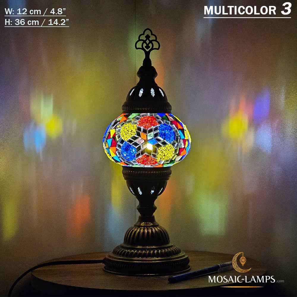Mosaic Lamps - Vendita all'ingrosso Lampada da scrivania/d'accento - Lampada da tavolo turca a mosaico media con globo, artigianale, disponibile in 10+ colori20