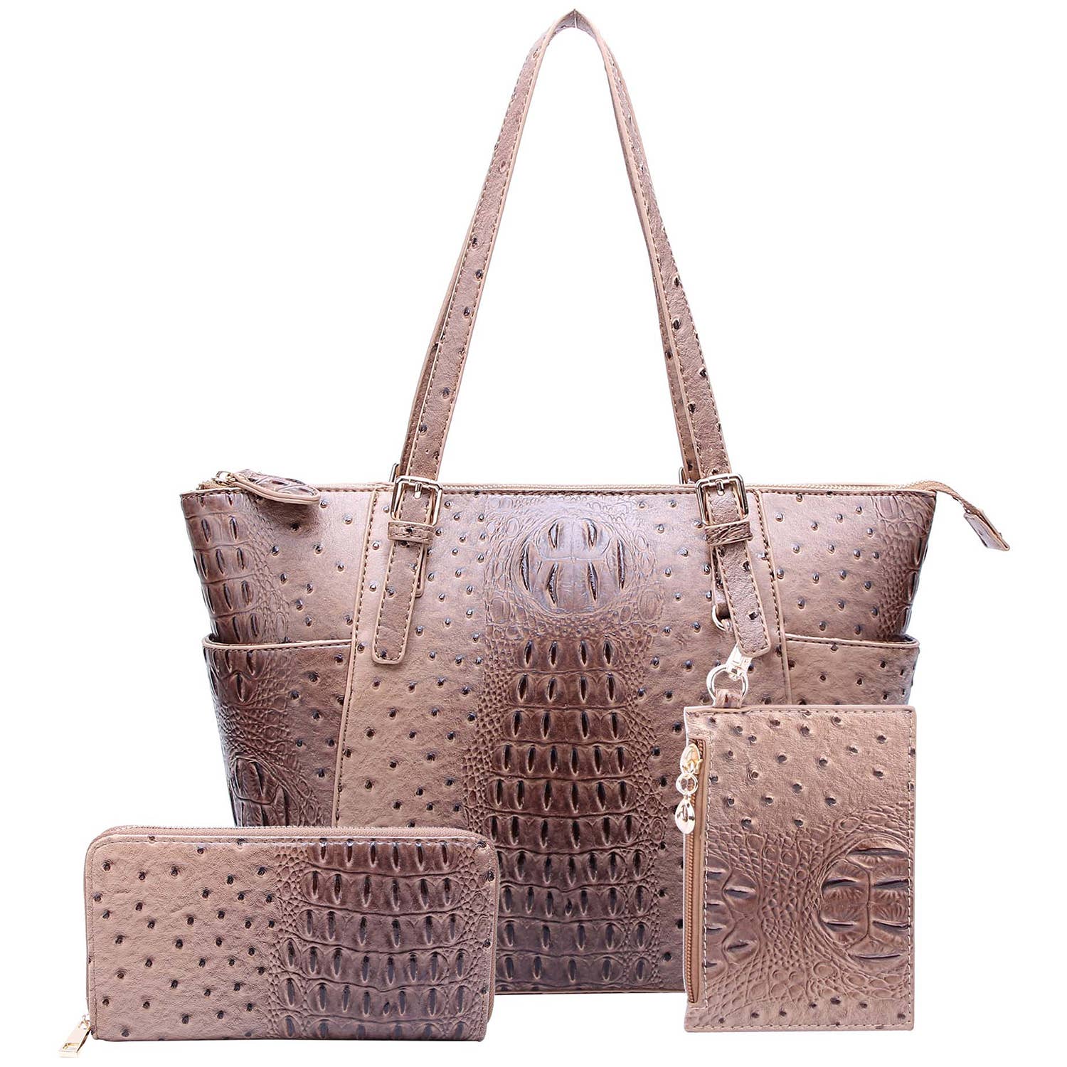 M&M HANDBAGS, LLC. - Wholesale Tote Bag - Women's - OS1009W Ostrich Croc 2-in-1 Shop
11