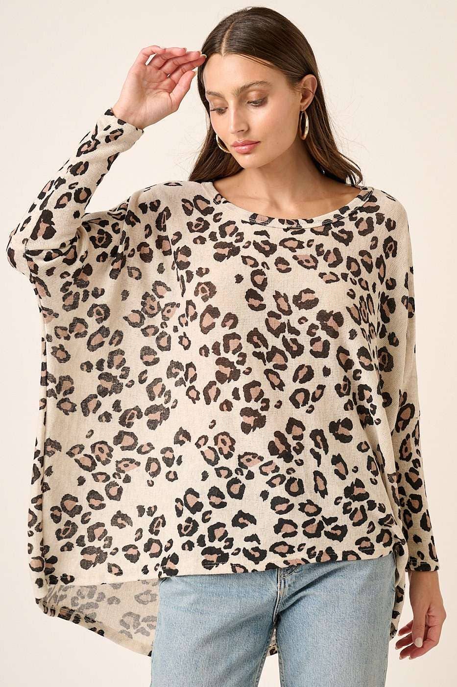 mittoshop - Wholesale Knit Top - Women's - T10261-LEOPARD PRINT RND NECK OVERSIZED KNIT TOP5