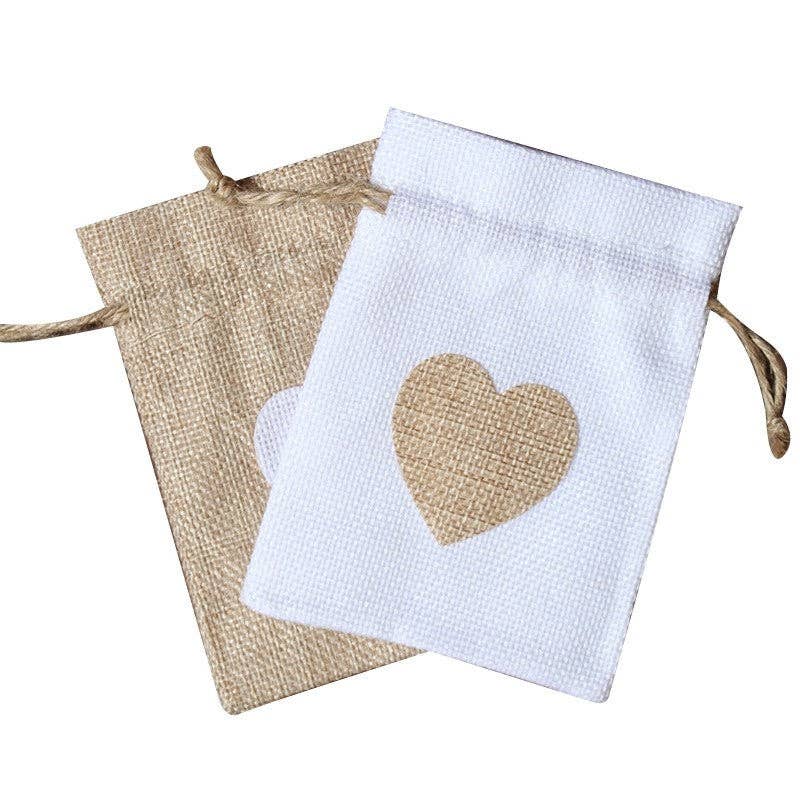 ShieldChic - Wholesale Gift bag - Cotton Linen Drawstring Gift Bag With Heart Print3