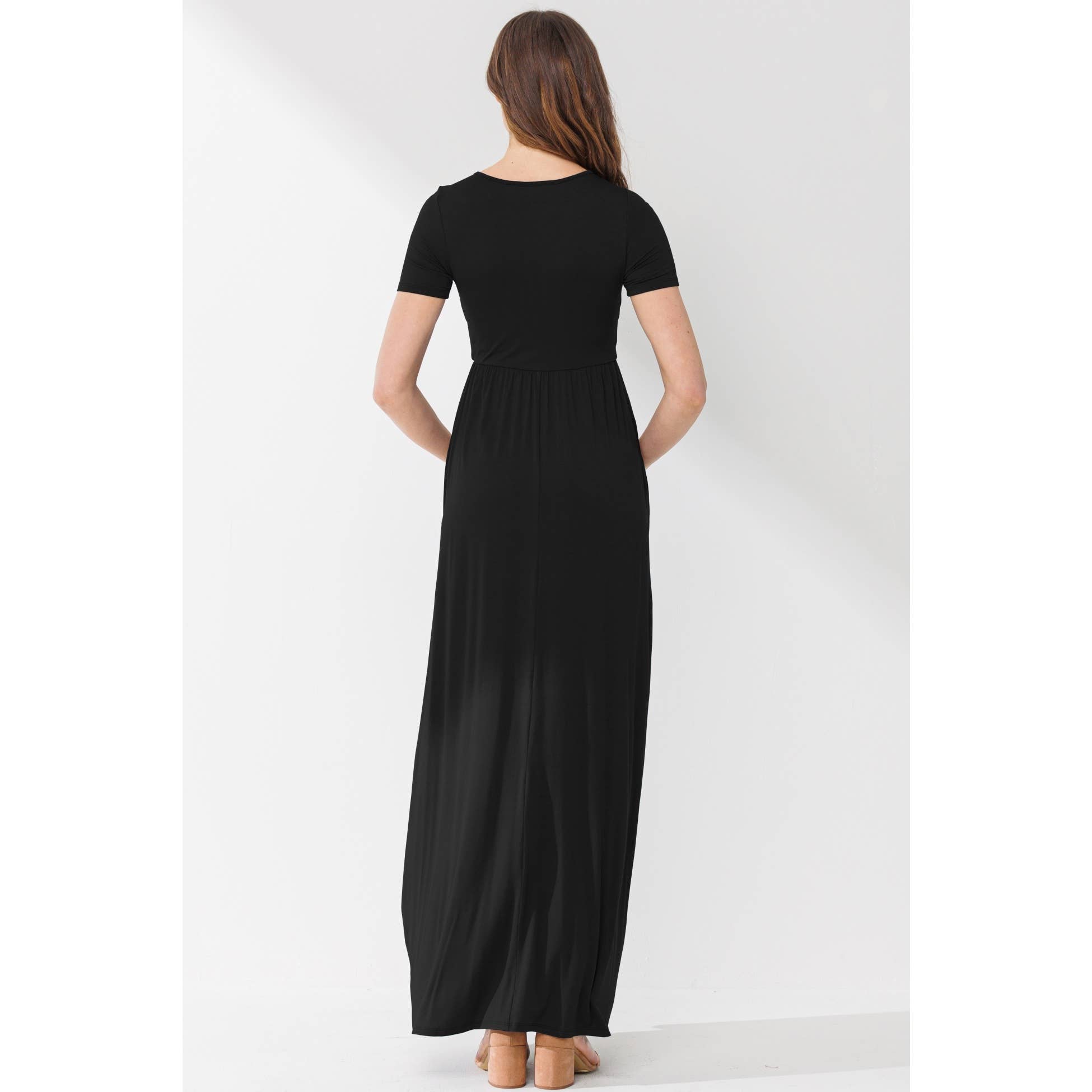 Hello Miz - Wholesale Dress - Maternity - Surplice Maternity Nursing Short Sleeve Maxi Dress8