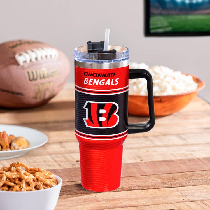 40oz Stainless Steel Canyon Cup w/ Straw, Cincinnati Bengals for wholesale by Evergreen Enterprises