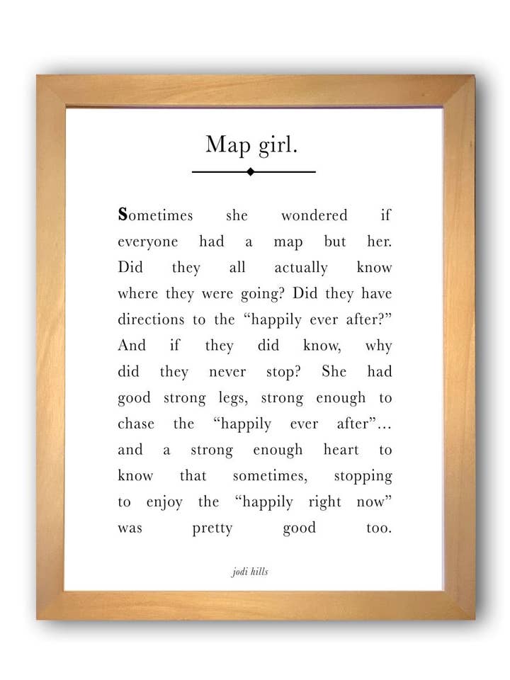 map girl ⎮ Words Art Print for wholesale by Studio J by Jodi Hills
