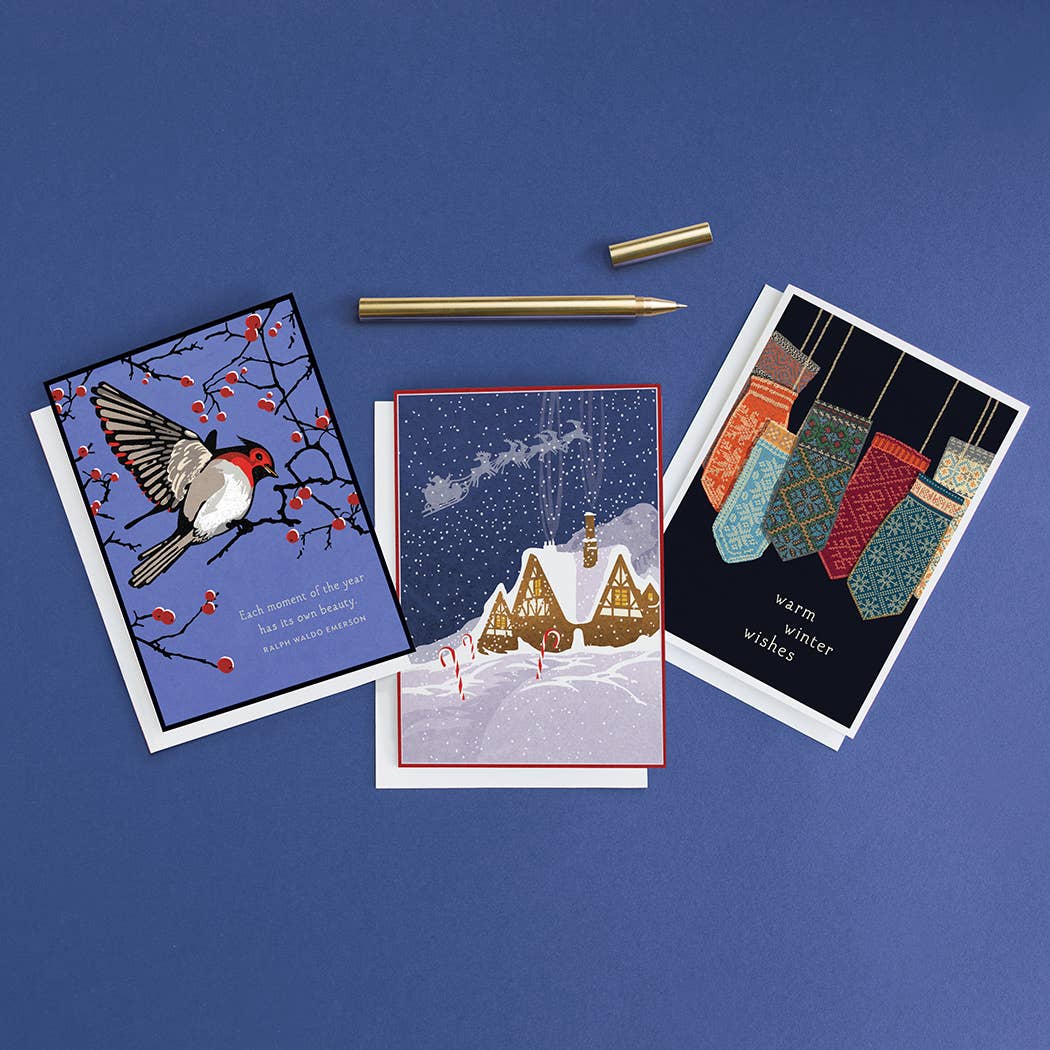 Studio Eleven Papers - Vente Cartes de vœux saisonnières - Carte de vacances Oiseaux et baies2