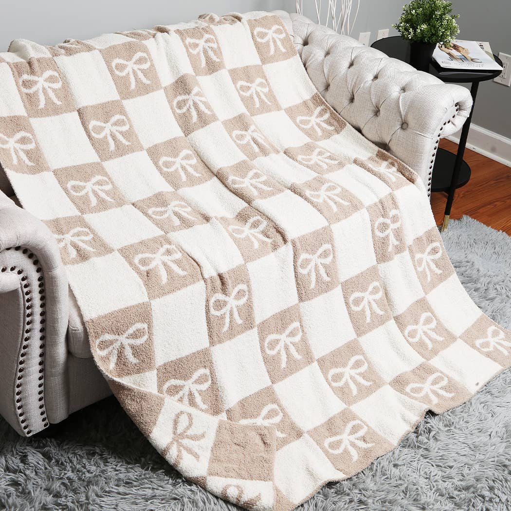 Fashion City - Wholesale Throw Blanket - RIBBON AND CHECKERED Cozy Soft Throw Blanket 7