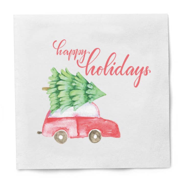 Happy Holidays Cocktail Paper Napkins for wholesale by Sunshine Daisy LLC