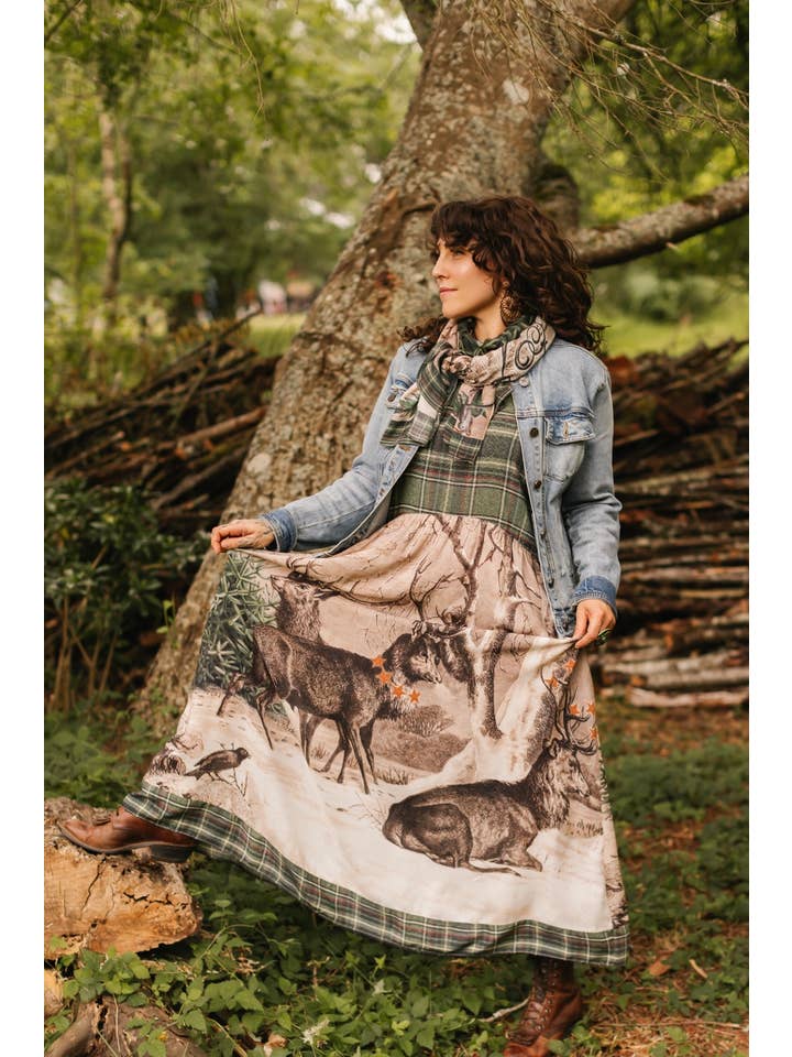 Market of Stars (USA) - Wholesale Dress - Women's - Winter Wish Bohéme Long Maxi Slip Dress w/ Christmas Deer3