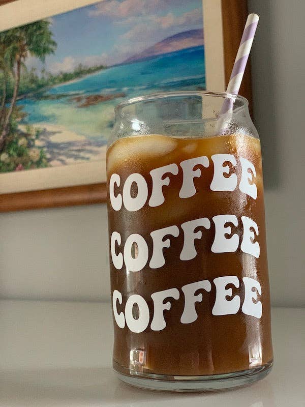 Iced Coffee Glass Custom Designs for wholesale by Peach Tree Design Shop