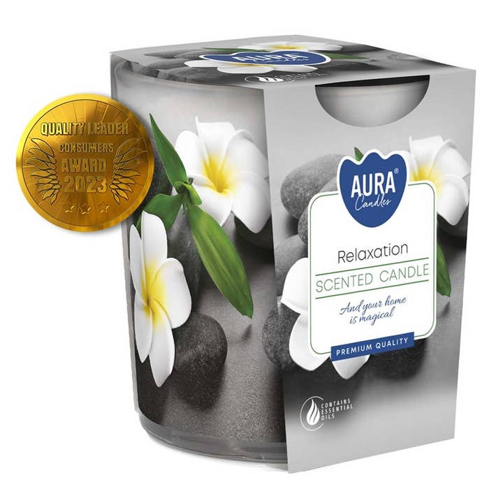 Relaxation Glass Candle 22h (6 units) for wholesale by Esoterica Arte