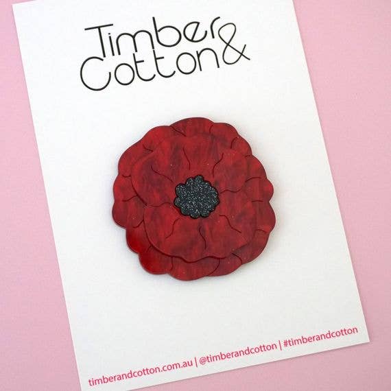 Girlfetti - Wholesale Brooch - Red, Purple & White Poppy Pins & Brooches