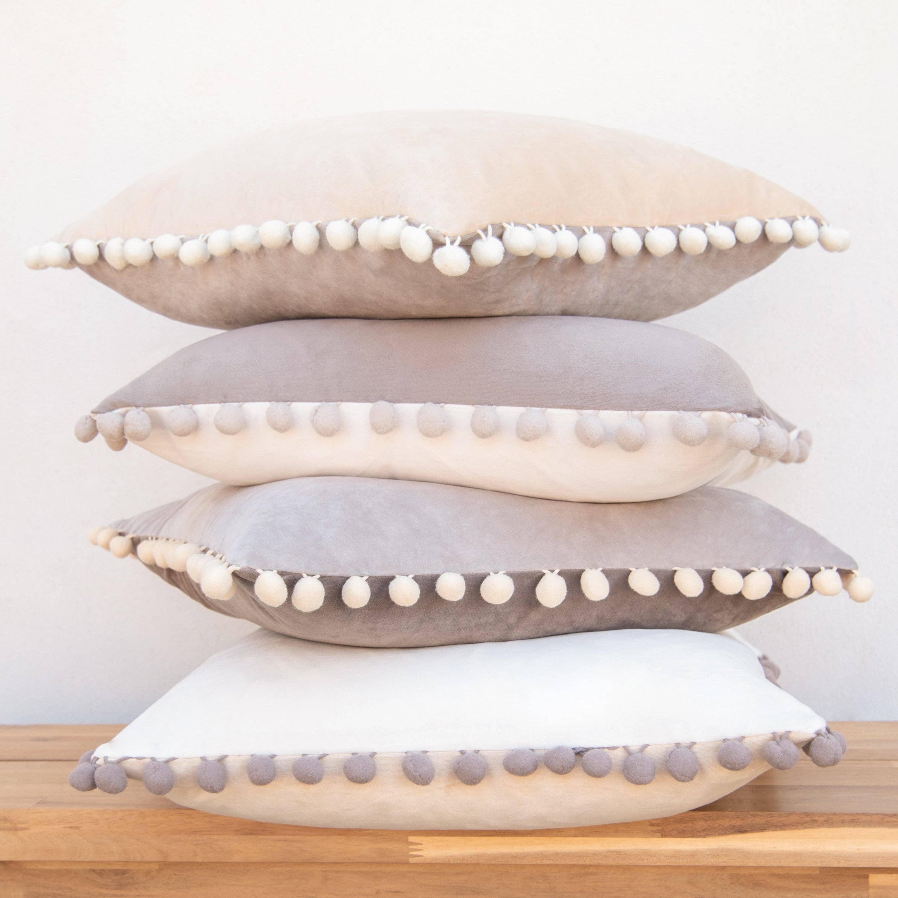 Monday Moose - Wholesale Throw Pillow Cover - Colibri Pillow Covers (4-Pack) - Stone Gray/Beige Cream4