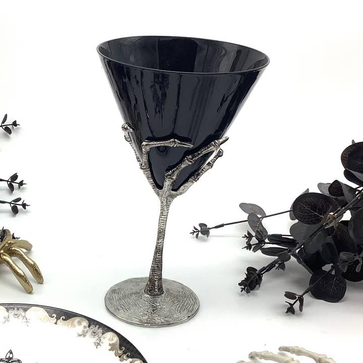Glass. Halloween Skeleton Hand Stem Martini Glass, Goblet for wholesale by All Little Cute Things
