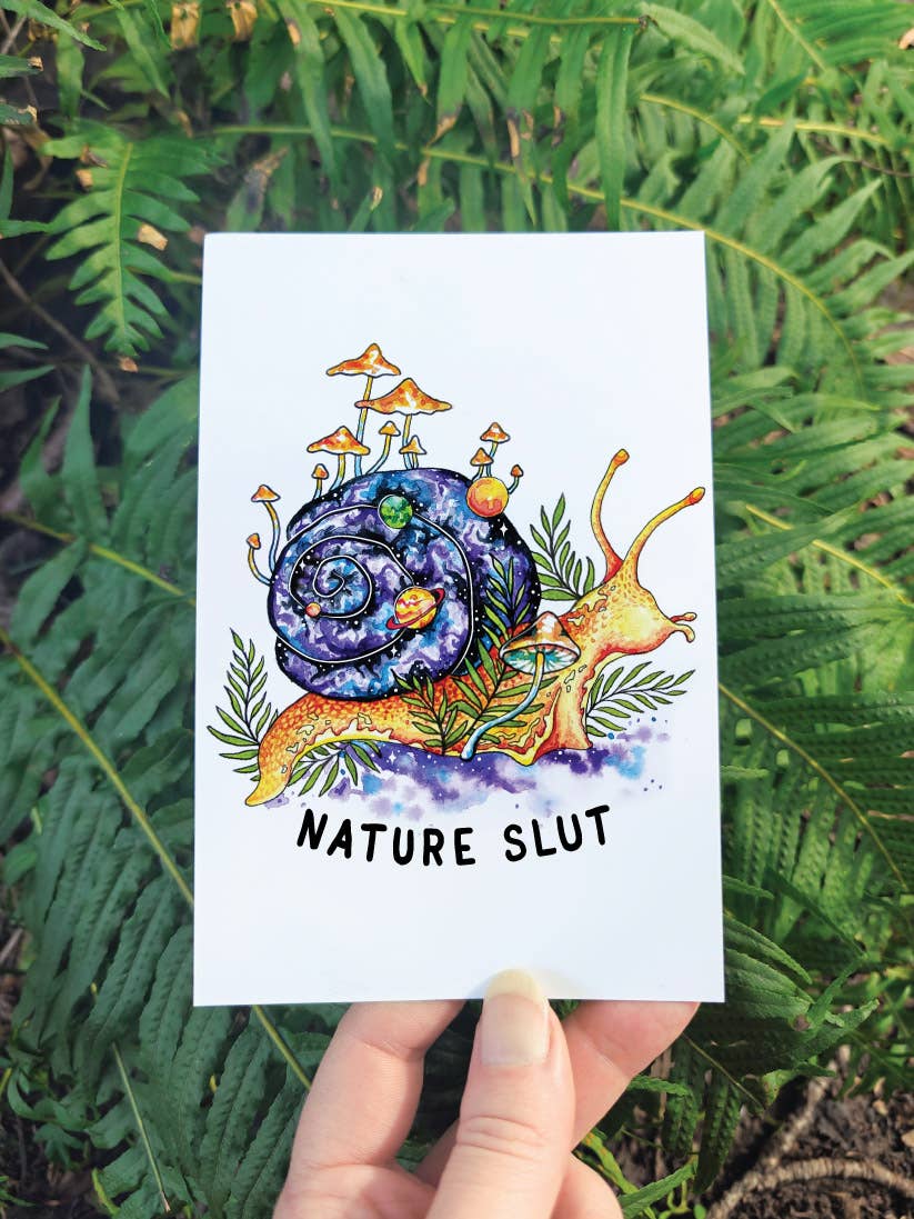 Crafted from Scratch – wholesale Art print – Nature Slut - Mini Print - Forest Snail Galaxy Mushroom Slug0