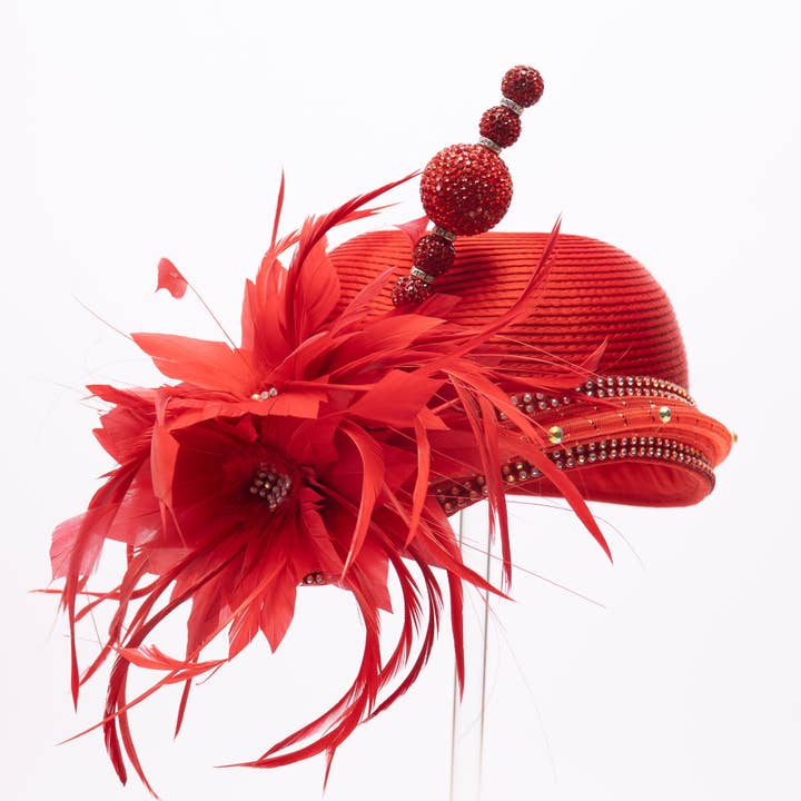 A unique crown edge design embellished satin cloche | AJ864Y for wholesale by KaKyCo