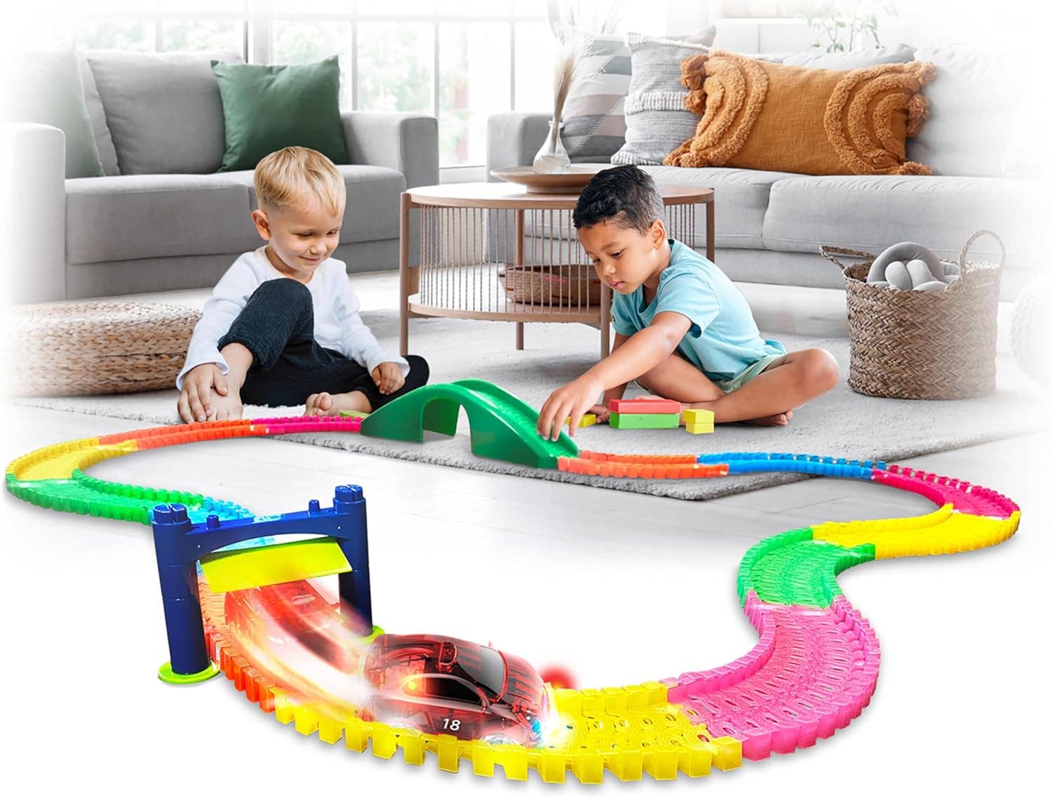 Mindscope Products - Wholesale Toy Car/Truck - Kids - Mindscope Neon Glow Magna Tracks 11' Magnetic Tracks6